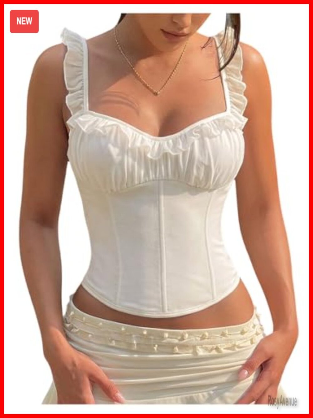 Women's Lace Up Corset Crop Tank Top Ruched Sweetheart Neck Date Night
